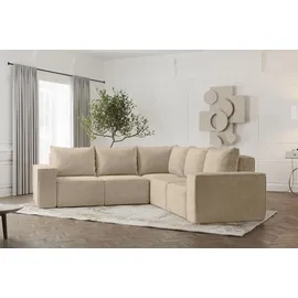 Fun Möbel Ecksofa Designersofa ESTELLE in Stoff Abriamo Beige Seite Universal