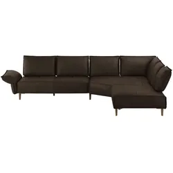 W.SCHILLIG Ecksofa aus Echtleder ¦ braun ¦ Maße (cm): B: 341 H: 84 T: 272