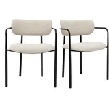 miliboo Texturierte Stoffstühle in Beige und Schwarzem Metall (2er-Set) SWIFT