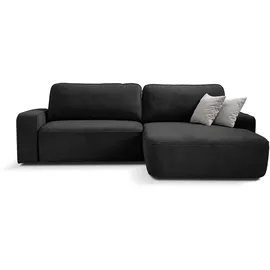 beautysofa Ecksofa TORRE - Recht seite Eckcouch L-Form mit Schlaffunktion & Bettkasten - Schwarz (Velo637) - Schwarz