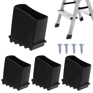4 Stück 50x25mm Leiter Füße, Universal Gummi Leiterfüße mit 4 Schrauben, Rutschfeste Leiterfüße, Leiterkappen Fußkappen für Leitern Aluleiter Teleskopleitern Fischgrätleitern Ladder Pads