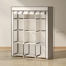 Homcom Stoffschrank 125 x 162,5 x 43 cm Cremeweiß