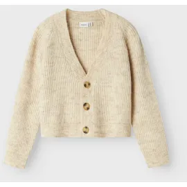 NAME IT Mädchen Nkfholly Boxy Short Knit Card Noos Strickjacke, Pure Cashmere, 134 EU - 134-140