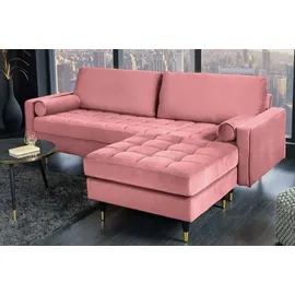 LEBENSwohnART Moderner Hocker COMFORT 80cm alt-rosa Samt Taschenfederkern