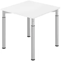 Bümö Schreibtisch Weiß, Silber, Nachbildung, Quadratisch, 80x74x80 cm, FSC