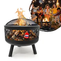 HEAT Outdoor Living Feuerkorb Alna - Feuerschalen für den Garten - Feuerstelle Outdoor & Feuertonne - Feuerschale aus Lackierter Stahl - Feuerkorb für den Garten - 60x60x35cm - Schwarz