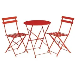Gastronoble Bolero klappbare Terrassenstühle + Tisch | Stahl | rot | 2 Stühle + 1 Tisch