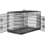 Yaheetech Hundekäfig klappbar mit 2 Türen, Hundebox für zuhause mit Trennwand, Hundetransportkäfig mit ausziehbare Kunststoffschale, 107 x 60 x 66 cm