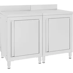 DELUKE® Edelstahl Arbeitsschrank mit Aufkantung LEDO 120x60x96cm, Mit Staufach, Edelstahl Gastro-Arbeitstisch Arbeitsfläche Gastro-Küchenschrank