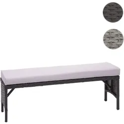 Poly-Rattan Sitzbank HWC-G16, Gartenbank Rattanbank, Gastronomie 112cm ~ schwarz, Kissen hellgrau