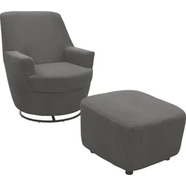 INOSIGN »HETTY, Drehsessel mit Wippfunktion und Hocker; Lesesessel, Armsessel« Set, 2 Stk. tlg. mit Dreh/Wippfunktion, mit Federkern, in Cord und Microfaser