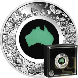 1 Unze Silbermünze Australien Great Southern Land Chrysoprase 2024 - polierte...