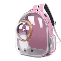 Galatée Katzen Rucksack Träger, Hund, Haustier Rucksack Blasen Rucksack, wasserdichte, Klare Haustier Kapseltasche Im Freien, Raumkapsel Haustier-Rucksack Belüften(Rosa, Transparente Abdeckung)