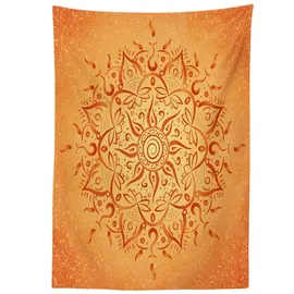 ABAKUHAUS Tischdecke Blatt Orange Mandala 140 x 170 cm Orange