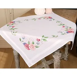 Stickmitteldecke "Rosen & Schmetterlinge"