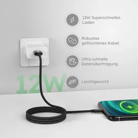 Alkaya USB-A auf Lightning 1 m Schwarz