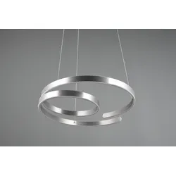 TRIO LEUCHTEN LED Pendelleuchte "MARNIE, spiralförmige LED Hängelampe indirektes Licht warmweiß 3000K", grau (aluminiumfarben), Ø 65,0cm H: 150,0cm, Lampen, 8000 Lumen höhenverstellbar 3 Stufen dimmbar Hängeleuchte Esszimmer