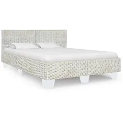 Bettgestell Grau Natur Rattan 160 x 200 cm