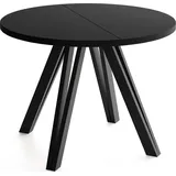 ESSTISCH Ravero runder ausziehbarer, Schwarz 100-140/100/77 cm