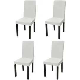 vidaXL Stretch-Stuhlhussen Gerade 4 Stk. Creme