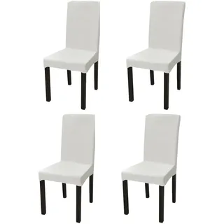 vidaXL Stretch-Stuhlhussen Gerade 4 Stk. Creme