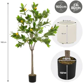 ML-Design Kunstpflanze Zitronenbaum 160 cm, aus Kunststoff,