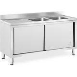 Royal Catering Spülenschrank - 2 Becken - - Edelstahl - 400 x 60 cm