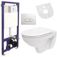 Belvit Hänge Wand WC Toilette mit Spülkasten / Vorwandelement inkl. Betätigungsplatte