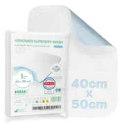 ARNOMED SUPERDRY WASH Waschbare Bettschutzunterlage, 4-lagig 631-40x50 , 1 Karton = 120 Stück, Maße: 40 x 50 cm