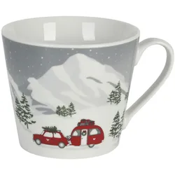 Krasilnikoff Happy Cup Tasse, Caravan in the snow, Ø 10, Höhe 9 cm