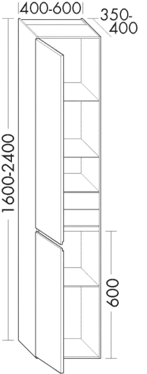 Burgbad Hochschr.rc40 S.L.Matt 1800x500x400 Perlgrau Solid Matt, HSMF050LF6532 HSMF050LF6532