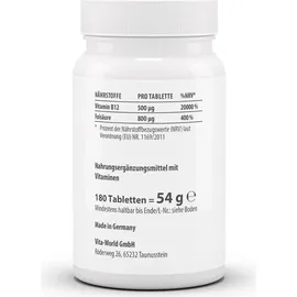 Vitamin B12 500 µg + Folsäure 800 µg Tabletten 180 St.