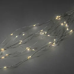 Konstsmide LED Tropfenlametta 10 Stränge à 20 Dioden , 200 bernsteinfarbene Dioden, 12V, Innen, silberfarbener Draht