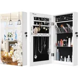 YITAHOME Schmuckschrank mit Spiegel, Schmuckaufbewahrung Wand Spiegelschrank, Hängeschrank Wandmontage Abschließbarer Wandschrank, Platzsparender Schmuckorganizer mit Lippenstift-Pinselfächern