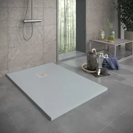 stano. Mineralguss-duschwanne Extra Flach Sierra Grau 100x150 cm Ablaufschutz Chrom