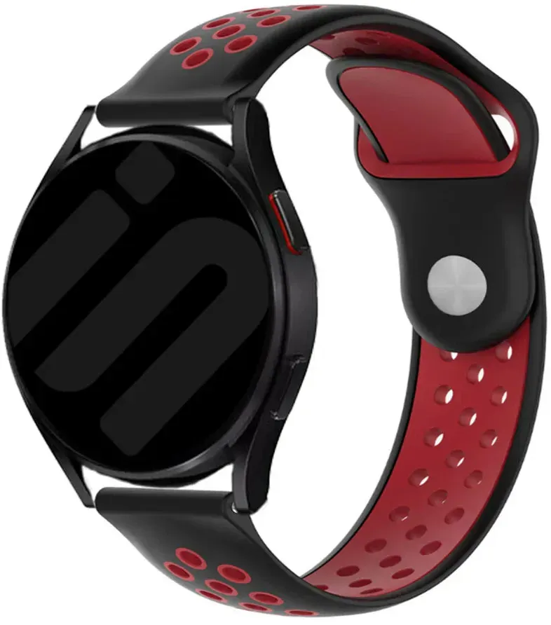 Strap-it Amazfit Cheetah (Pro) Armband Silikon 'Sport' für Amazfit Cheetah  - Schwarz/Rot - Druckknopf Verschluss