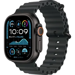 Apple Watch Ultra 2 GPS + Cellular 49 mm Titangehäuse schwarz, Ocean Armband schwarz 