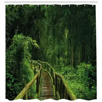 ABAKUHAUS Duschvorhang Urwald 175 x 240 cm grün