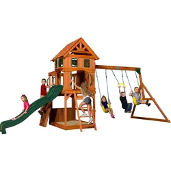 Backyard Discovery Atlantic Spielturm aus Holz Schaukel / Rutsche One Size