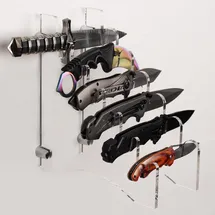 hhuxiue Messerregal Wandhalterung Messerregal Messerregal Display Stand Display Stand Lagerung Acryl Messerregal Display (Transparent)