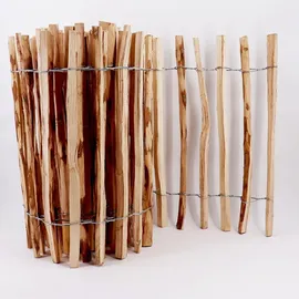 Aquagart 25m Staketenzaun 90cm hoch Lattenabstand 4-6cm Gartenzaun aus Haselnuss Holzzaun