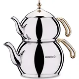 Korkmaz Hanedan Teekannen-Set Gold - Stilvoll - Funktional 1,1L/2,0L