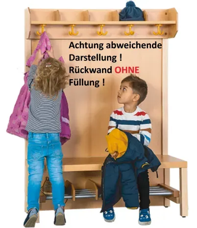 Komplettgarderobe mit offener Ablagereihe