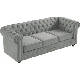 vente-unique Sessel Chesterfield Samt 3-Sitzer + 2-Sitzer 75 x 71 x 70 cm Silber