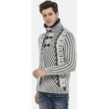 Cipo & Baxx Strickpullover Schwarz / Weiß M