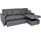 Mendler Ecksofa mit Bettkasten HWC-L17, Couch Sofa L-Form, Liegefläche Nosagfederung 228cm ~ dunkelgrau