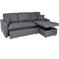Mendler Ecksofa mit Bettkasten HWC-L17, Couch Sofa L-Form, Liegefläche Nosagfederung 228cm ~ dunkelgrau