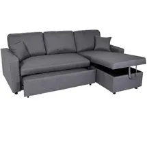 Mendler Ecksofa mit Bettkasten HWC-L17, Couch Sofa L-Form, Liegefläche Nosagfederung 228cm ~ dunkelgrau