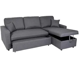 Mendler Ecksofa mit Bettkasten HWC-L17, Couch Sofa L-Form, Liegefläche Nosagfederung 228cm ~ dunkelgrau
