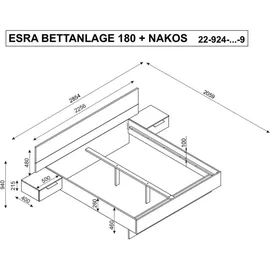 Stella Trading Boxxx Bettanlage, Graphit, Eiche, 180x200 cm, Schlafzimmer, Betten